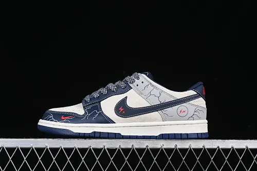 All categories Nk SB Dunk Series Nk SB Dunk Low High-end customized low-top sneakers Nk SB Dunk Low Lightning joint Sketch navy blue hook Anniversary high-end customization Low-top casual sneakers DJ2024-107